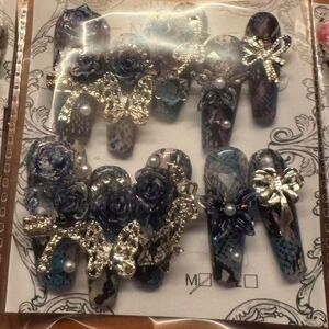 Press On Nails Snake Roses Butterflies‎ Bows Pearl Embellishments